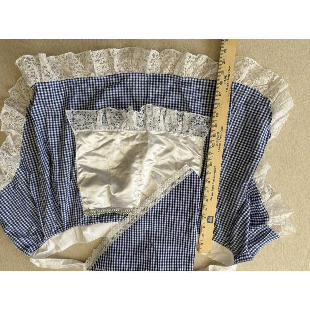 Blue Gingham Apron And Head Scarf